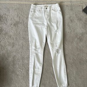 Distressed White Jeans